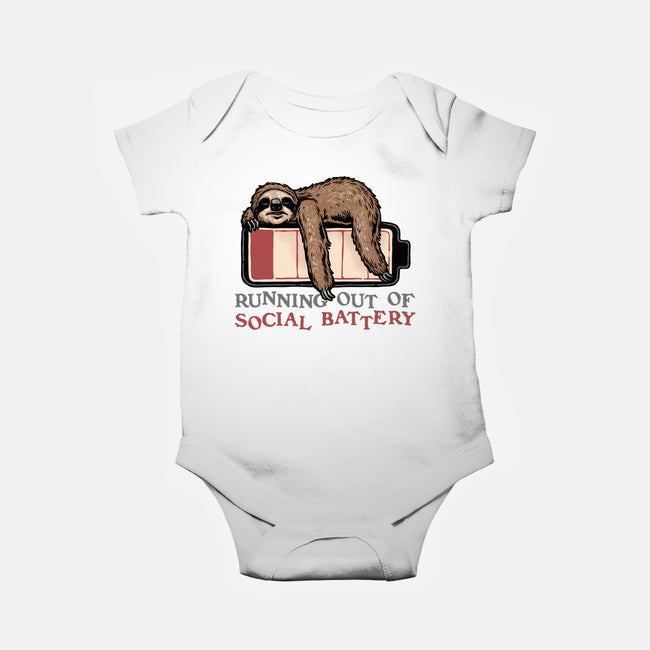 Running Out Of Social Battery-Baby-Basic-Onesie-glitchygorilla