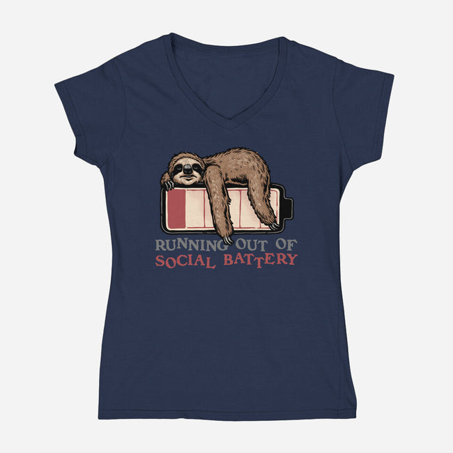 Running Out Of Social Battery-Womens-V-Neck-Tee-glitchygorilla