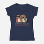 Running Out Of Social Battery-Womens-V-Neck-Tee-glitchygorilla