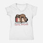 Running Out Of Social Battery-Womens-V-Neck-Tee-glitchygorilla