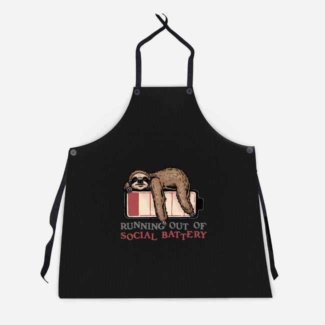 Running Out Of Social Battery-Unisex-Kitchen-Apron-glitchygorilla
