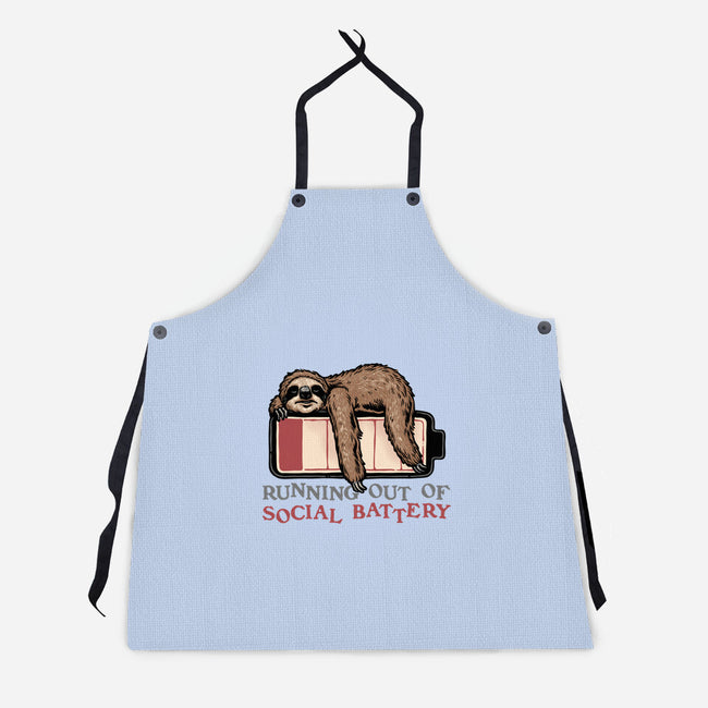 Running Out Of Social Battery-Unisex-Kitchen-Apron-glitchygorilla