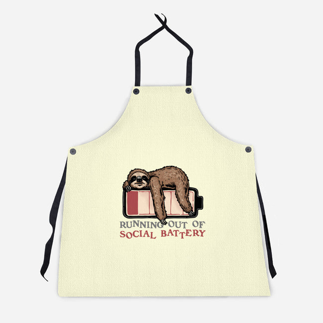 Running Out Of Social Battery-Unisex-Kitchen-Apron-glitchygorilla