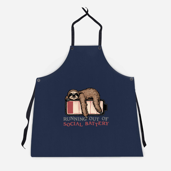 Running Out Of Social Battery-Unisex-Kitchen-Apron-glitchygorilla