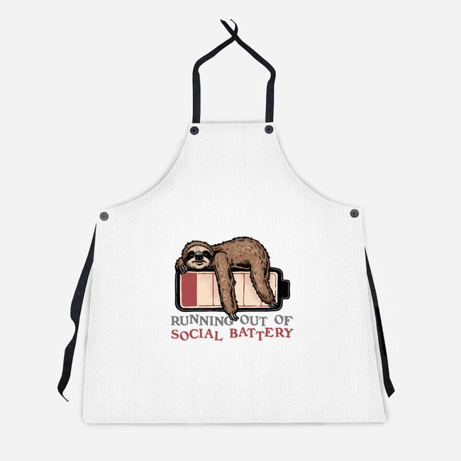 Running Out Of Social Battery-Unisex-Kitchen-Apron-glitchygorilla