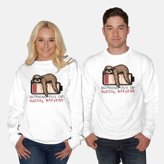 Running Out Of Social Battery-Unisex-Crew Neck-Sweatshirt-glitchygorilla