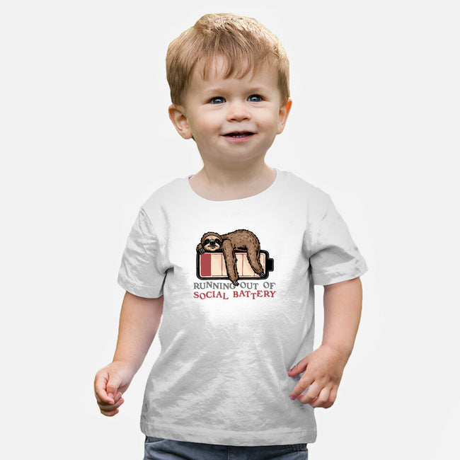 Running Out Of Social Battery-Baby-Basic-Tee-glitchygorilla