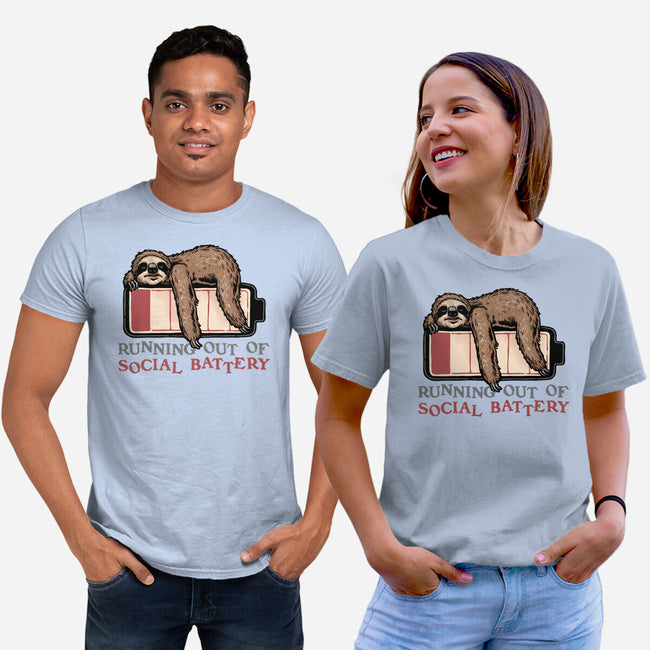 Running Out Of Social Battery-Unisex-Basic-Tee-glitchygorilla