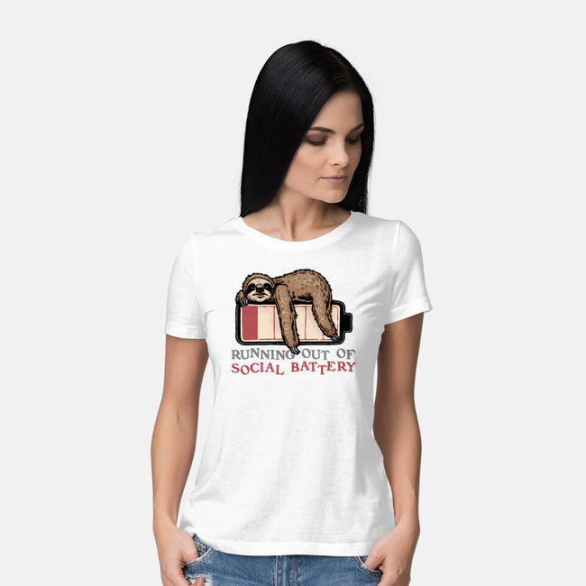 Running Out Of Social Battery-Womens-Basic-Tee-glitchygorilla