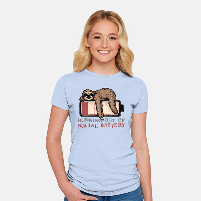Running Out Of Social Battery-Womens-Fitted-Tee-glitchygorilla