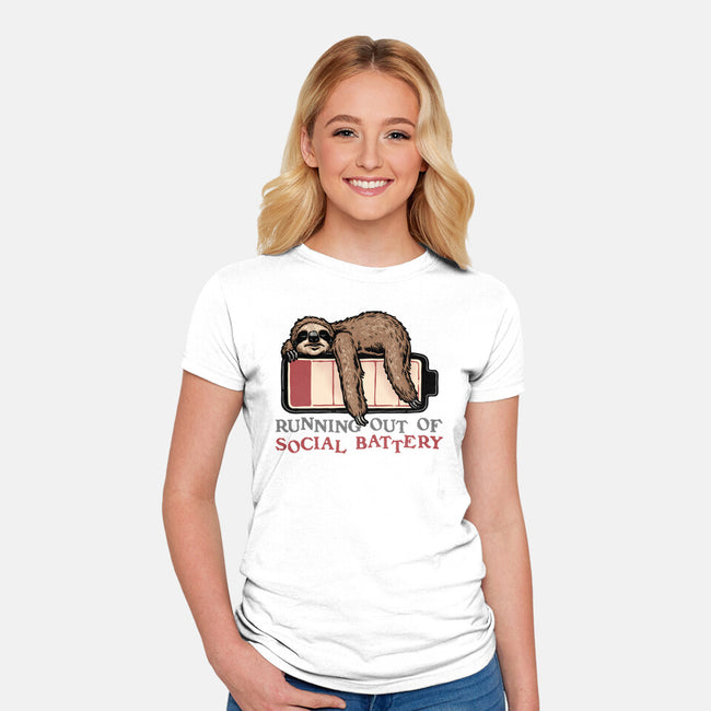 Running Out Of Social Battery-Womens-Fitted-Tee-glitchygorilla