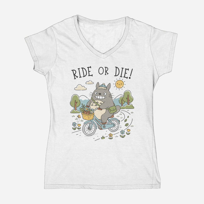 Ride Or Die-Womens-V-Neck-Tee-GODZILLARGE