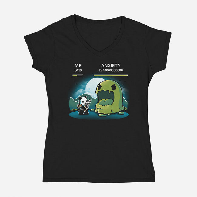 Me Vs Anxiety-Womens-V-Neck-Tee-Vallina84