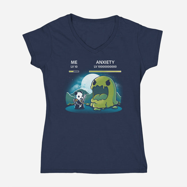 Me Vs Anxiety-Womens-V-Neck-Tee-Vallina84