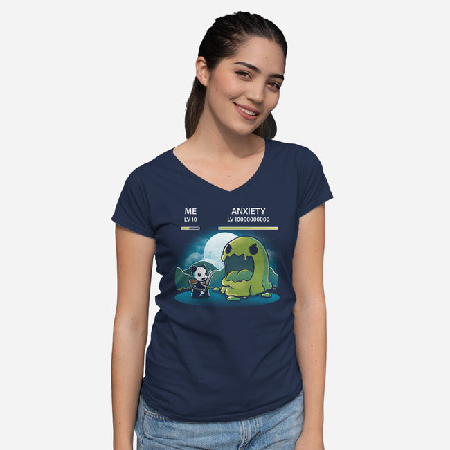 Me Vs Anxiety-Womens-V-Neck-Tee-Vallina84