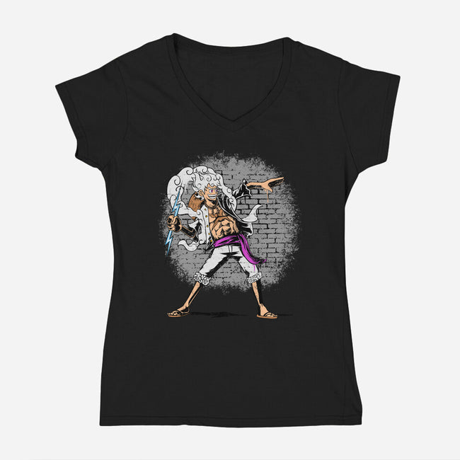 Kaminari Thrower-Womens-V-Neck-Tee-joerawks