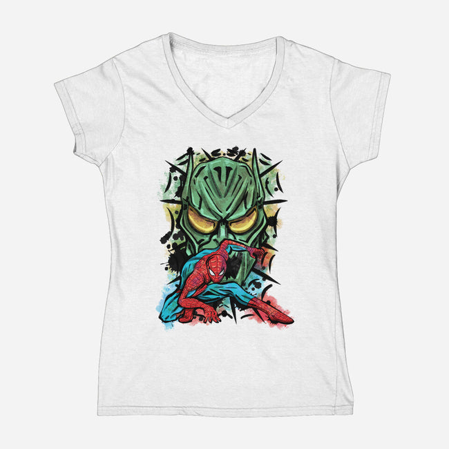 Spider Nemesis-Womens-V-Neck-Tee-nickzzarto