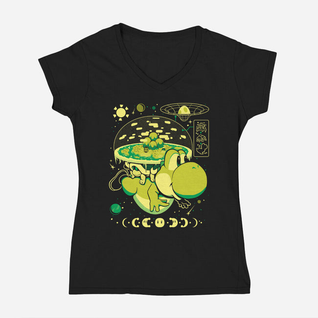 Whole World In His Shell-Womens-V-Neck-Tee-Heyra Vieira
