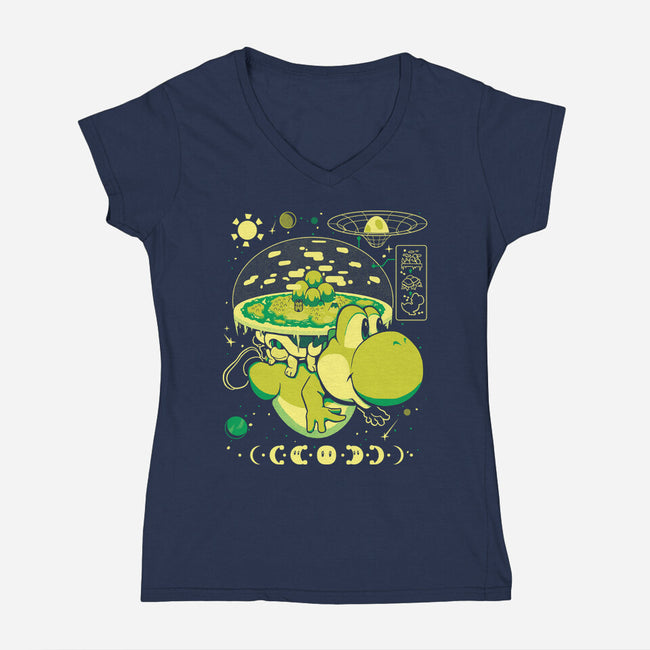 Whole World In His Shell-Womens-V-Neck-Tee-Heyra Vieira