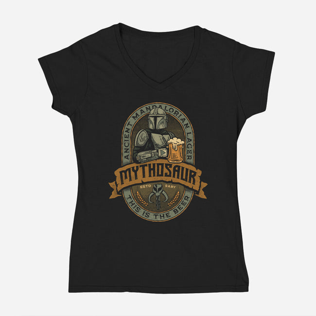 Mythosaur Lager-Womens-V-Neck-Tee-teesgeex