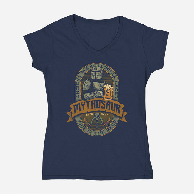 Mythosaur Lager-Womens-V-Neck-Tee-teesgeex