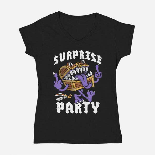 Surprise Party-Womens-V-Neck-Tee-Nemons