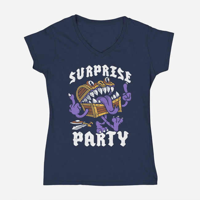 Surprise Party-Womens-V-Neck-Tee-Nemons