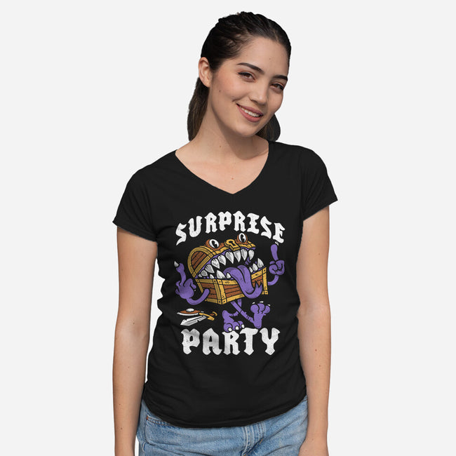 Surprise Party-Womens-V-Neck-Tee-Nemons