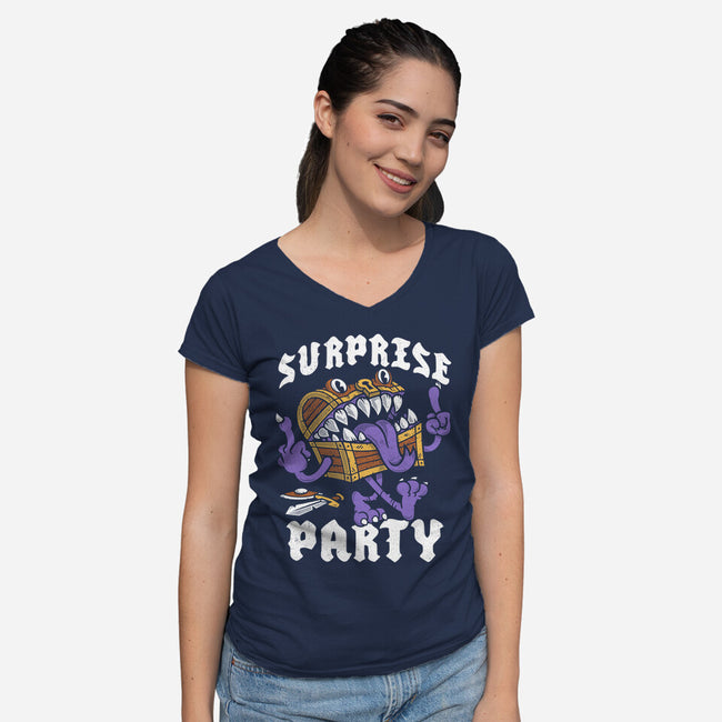 Surprise Party-Womens-V-Neck-Tee-Nemons