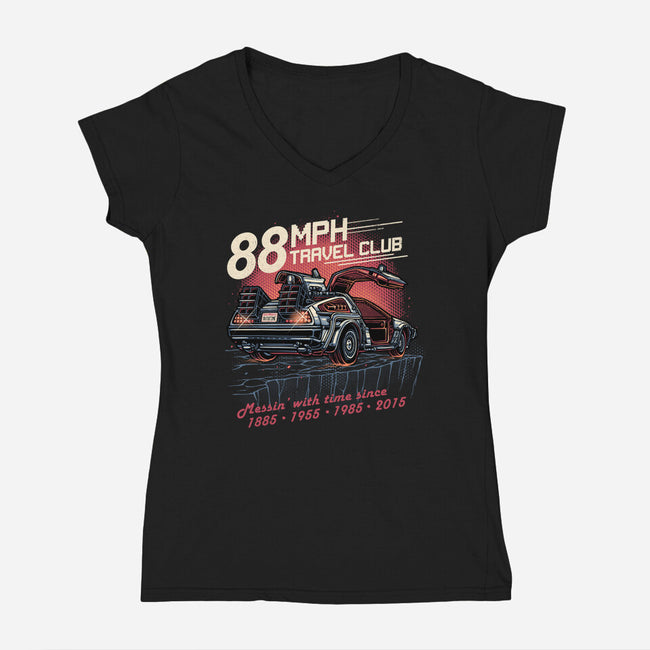 88mph Travel Club-Womens-V-Neck-Tee-glitchygorilla