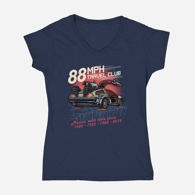 88mph Travel Club-Womens-V-Neck-Tee-glitchygorilla