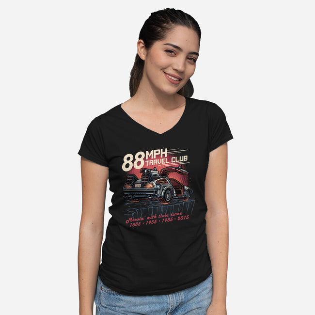 88mph Travel Club-Womens-V-Neck-Tee-glitchygorilla
