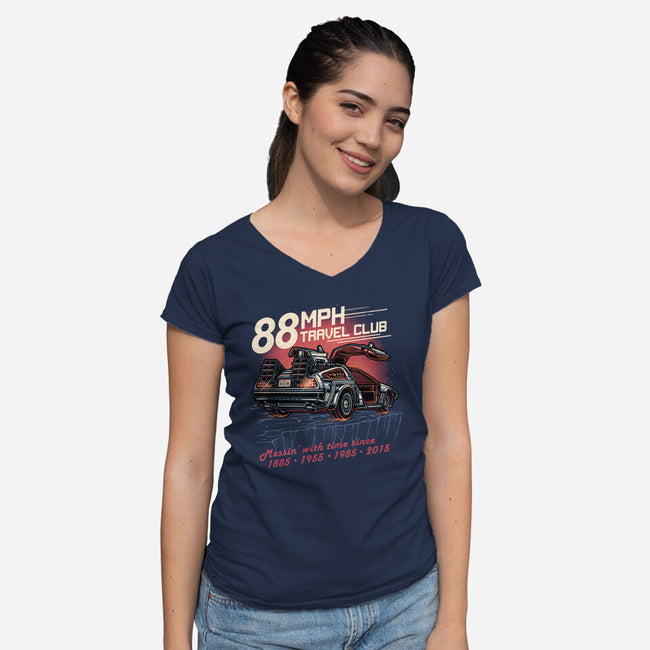 88mph Travel Club-Womens-V-Neck-Tee-glitchygorilla