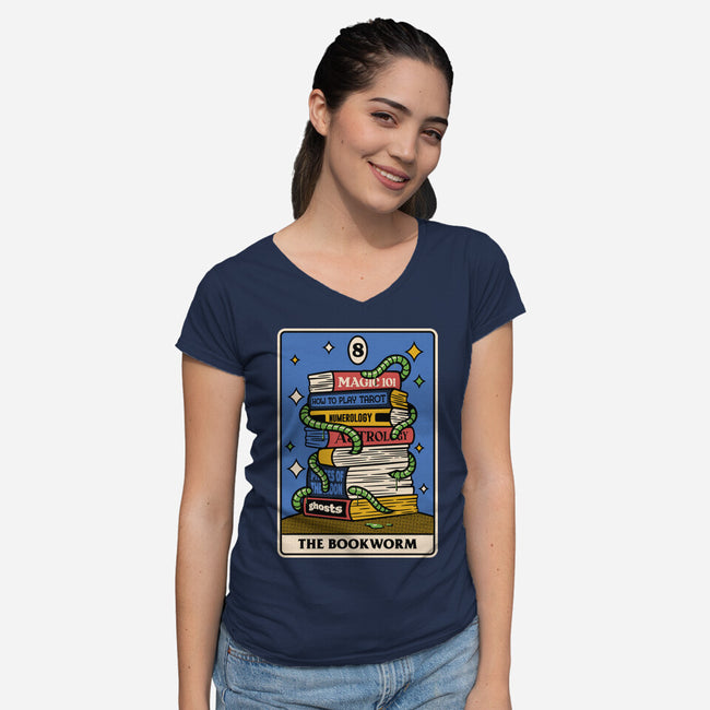 The Bookworm Tarot-Womens-V-Neck-Tee-tobefonseca