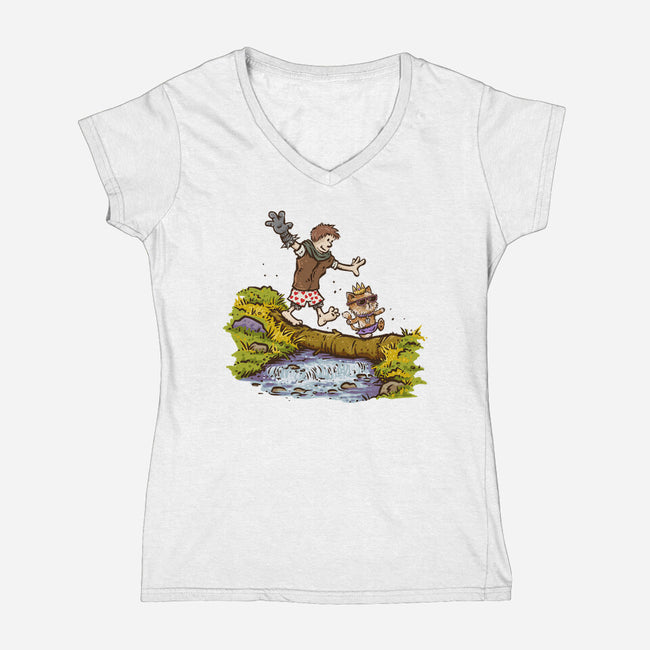 Carl And The Princess-Womens-V-Neck-Tee-kg07
