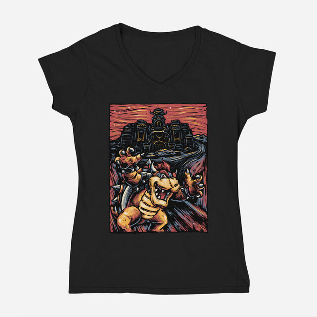 Scream For The Princess-Womens-V-Neck-Tee-glitchygorilla