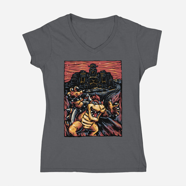 Scream For The Princess-Womens-V-Neck-Tee-glitchygorilla