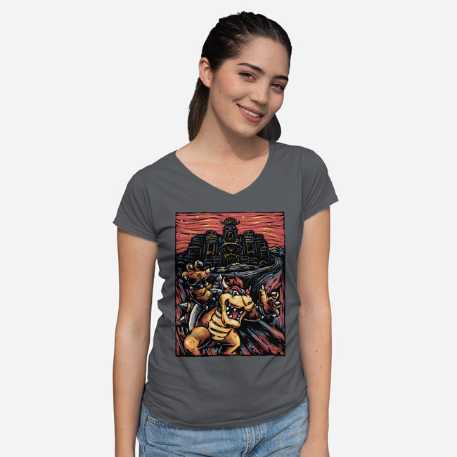 Scream For The Princess-Womens-V-Neck-Tee-glitchygorilla