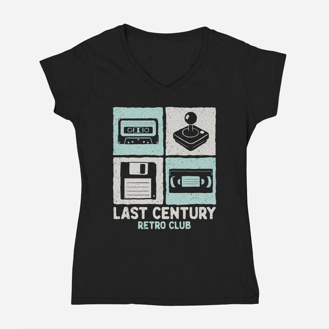 Last Century Retro Club-Womens-V-Neck-Tee-NMdesign