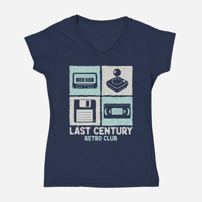 Last Century Retro Club-Womens-V-Neck-Tee-NMdesign