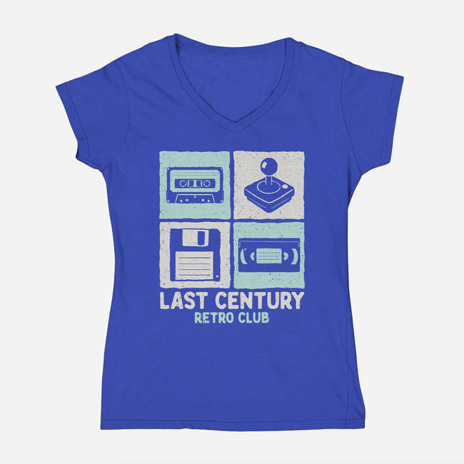 Last Century Retro Club-Womens-V-Neck-Tee-NMdesign