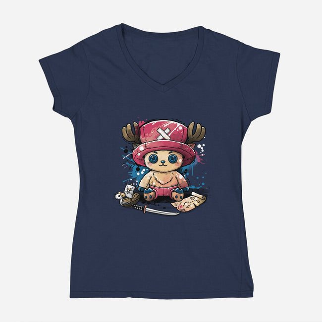 Reindeer Doctor Plush-Womens-V-Neck-Tee-NemiMakeit
