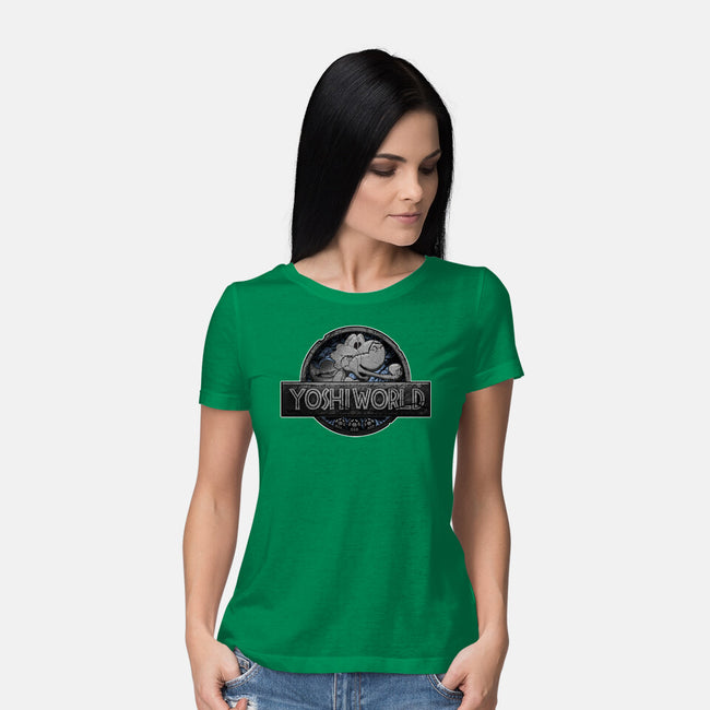 Green Dino World-Womens-Basic-Tee-Samuel