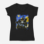 Starry Night Merry-Womens-V-Neck-Tee-fanfabio