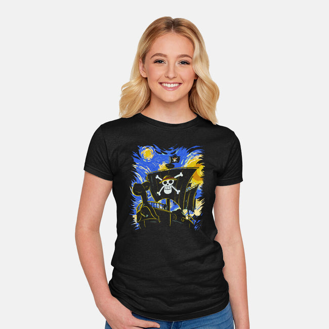 Starry Night Merry-Womens-Fitted-Tee-fanfabio