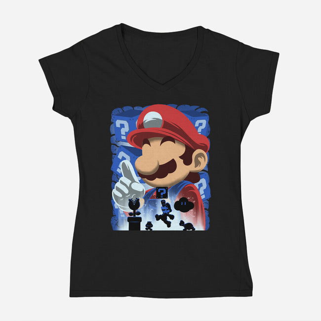 Classic Blue Jumpman-Womens-V-Neck-Tee-rmatix
