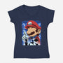 Classic Blue Jumpman-Womens-V-Neck-Tee-rmatix