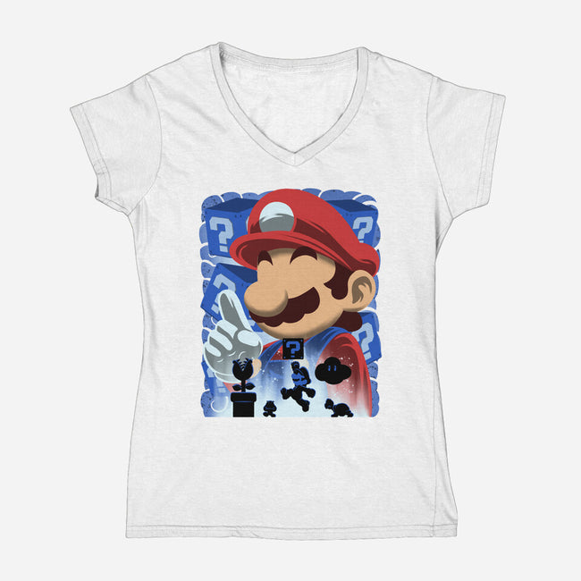Classic Blue Jumpman-Womens-V-Neck-Tee-rmatix