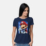 Classic Blue Jumpman-Womens-Basic-Tee-rmatix