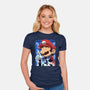 Classic Blue Jumpman-Womens-Fitted-Tee-rmatix
